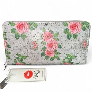 Blush Crush Floral Sparkle Wallet with Butterflies